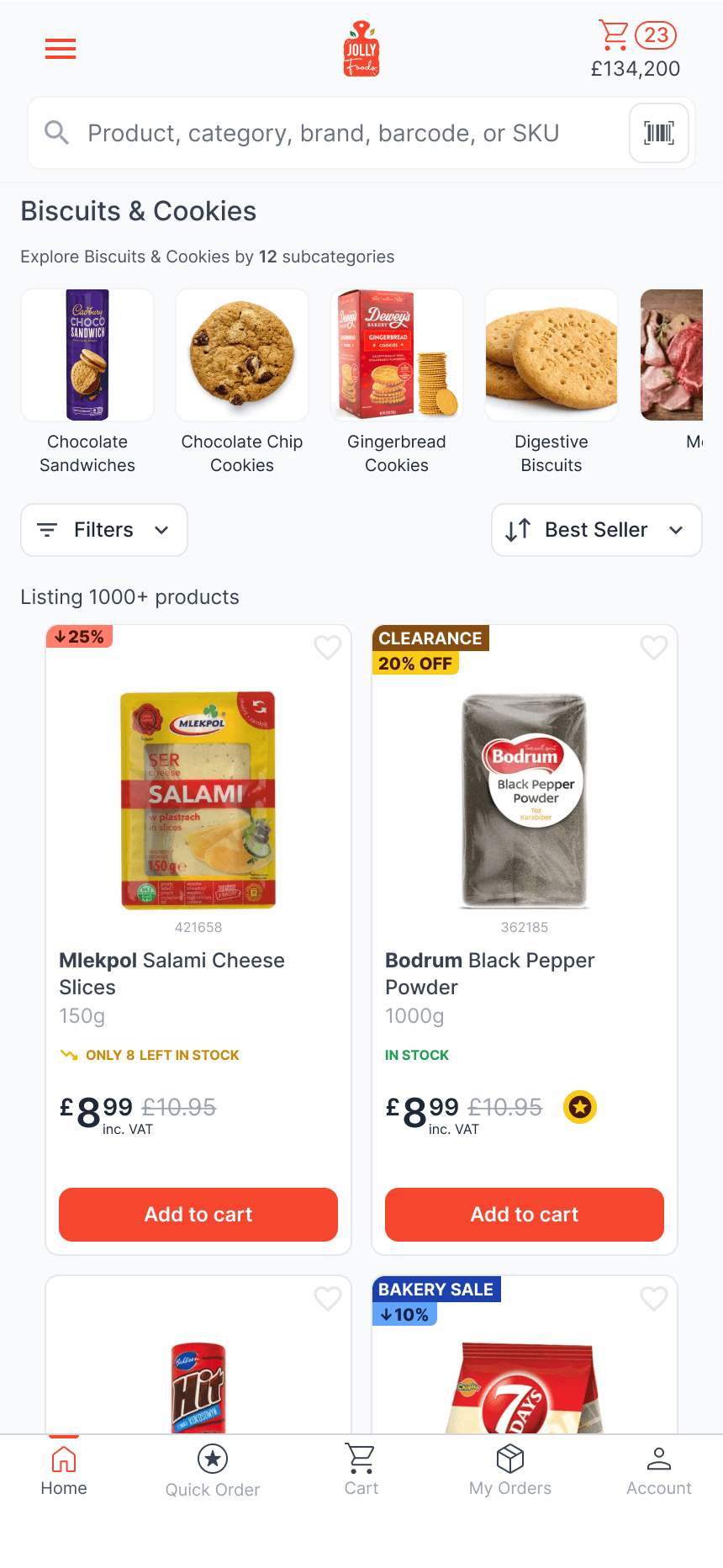 Product listing