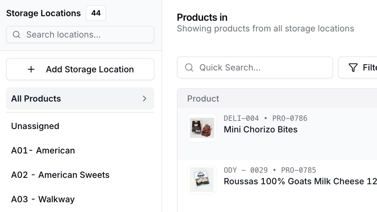 Stock across every warehouse, live